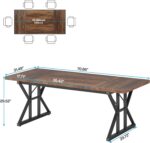 Tribesigns Farmhouse Dining Table for 6 People, 70.8-Inch Rectangular Wood Dining Table, Rustic Kitchen Table with Heavy Duty Metal Legs for Dining Room - Image 3