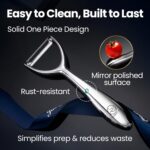 Vegetable Peeler, Premium Stainless Steel Potato Peeler, High Tensile Ultra Sharp Blade Fruit and Food Slicer, Y Shaped with Ergonomic Non-Slip Handle, Dishwasher Safe with 5 Years Warranty - Image 5
