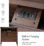 HULALA HOME Traditional End Table with Charging Station, Fluted End Tables with Wood Drawers and Solid Wood Spindle Legs, 28 Inch Wide Storage Set of 2, Walnut - Image 5
