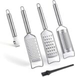 Tongjude Stainless Steel Cheese Grater Set, Set of 5 Kitchen Grater & Peeler & Slicer, Lemon Zester with Cleaning Brush for Vegetable, Fruit, Chocolate - Image 2