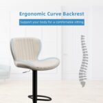 Shintenchi Bar Stools Set of 4 Modern Swivel Bar Chairs, Counter Height Faux Leather Metal Barstools, Upholstered Island Chairs with Back and Footrest, Beige - Image 7