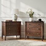 HULALA HOME Traditional End Table with Charging Station, Fluted End Tables with Wood Drawers and Solid Wood Spindle Legs, 28 Inch Wide Storage Set of 2, Walnut - Image 2