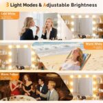 VINGLI Fluted Makeup Vanity Desk with Mirror & Lights & Power Outlet, Small Vanity Table w/ 7 Drawers & 4 Storage Shelves,Oak Modern Dressing Table Set Charging Station for Bedroom - Image 7