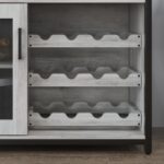 GAOMON 3-Tier Wine Bar Cabinet with Adjustable Removable Wine Rack, Modern Liquor Sideboard with Glass Holder and Mesh Door, Freestanding Storage Cabinet for Dining Room Kitchen Home Bar, Grey - Image 10