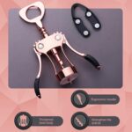 Wine Opener, Zinc Alloy Premium Wing Corkscrew Wine Bottle Opener with Multifunctional Bottles Opener, Upgrade - Image 4