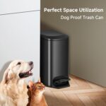 TIPGO Slim Bathroom Trash Can with Lid Soft Close, Step Pedal, 6 Liter / 1.6 Gallon Stainless Steel Trash Bin, Small Garbage Cans for Bedroom, Office, Kitchen (Matte Black) - Image 8