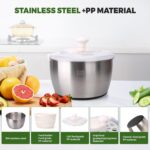 Stainless Steel Salad Rotator, 5-quart Vegetable Dishwasher,Lettuce Cleaner and Dryer, Salad Spinner - Image 5
