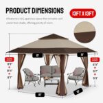 CROWN SHADES 13x13 Pop Up Gazebo, Canopy Tent, Gazebos on Clearance - Outdoor Gazebo for Backyard & Patio Furniture - Carpa Pop Up Tent with Wheeled STO-N-Go Cover Bag (Beige & Coffee) - Image 7
