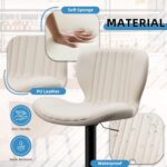 Shintenchi Bar Stools Set of 4 Modern Swivel Bar Chairs, Counter Height Faux Leather Metal Barstools, Upholstered Island Chairs with Back and Footrest, Beige - Image 8