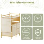 Amazer Baby Changing Table, Bamboo Baby Dresser Table with Flat Top, Diaper Changing Station with 3 Removable Storage Drawers, Large Storage Nursery Organizer Shelves with Pad, Mesh Pocket - Image 7