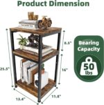 Simple Trending 3 Tier Side Table, End Table Night Stand Sofa Table Shelf for Living Room, Rustic Brown - Image 4