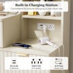 Vanity Desk with Mirror and Lights, Modern Glass Top Makeup Vanity Table with Power Outle 5 Drawers & Adjustable Shelves, 3 Lighting Modes Adjustable Brightness for Bedroom - Image 6