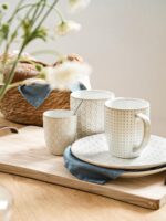 LE TAUCI Coffee Mugs 16 oz,Ceramic Mug Set, Embossment Cups for Latte, Hot Tea, Cappuccino, Mocha, Cocoa, Dishwasher Safe, Suit For Housewarming Wedding- 3.8 inch, Set of 4, Arctic White - Image 8