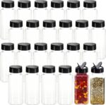 Tiaiidi 24 Pack 3.5 oz Square Plastic Spice Jars,Seasoning Containers with Black Screw Lids to Pour or Shake,Empty Storage Spice Containers for Spice,Powders,Peppers - Image 2