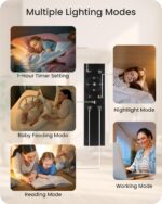 Dimmable Floor Lamp for Living Room, 68" Tall Standing Lamp, Reading Light with Remote & Foot Pedal, 10W LED Bulb (3000K-6500K) Included, FCC Listed, Reinforced Base, Gold and White DW12LD05 - Image 9