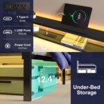 Twin Bed Frames with LED Lights & Charging Station, Metal Platform Frame with Upholstered Headboard, No Box Spring Needed, Noise Free, Easy Assembly - Image 6