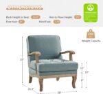 HULALA HOME Mid-Century Modern Accent Chair, Upholstered Lounge Arm Chair with Solid Wood Legs and Armrest, Removable Cushion Comfy Retro Reading Armchair for Living Room, Bedroom, Balcony, Blue - Image 3