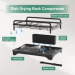 Dish Drying Rack for Kitchen Counter, Large Dish Drying Rack with Utensil Holder & Cutlery Tray, Dish Drainer with Drainboard, Black - Image 9