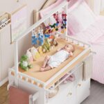 PAKASEPT Baby Changing Table, Infant Diaper Changing Station with Wheels & Wide Table Top & Clothes Rail, Baby Changing Table with Two Drawers and Cabinet for Nursery and Kids - Image 7