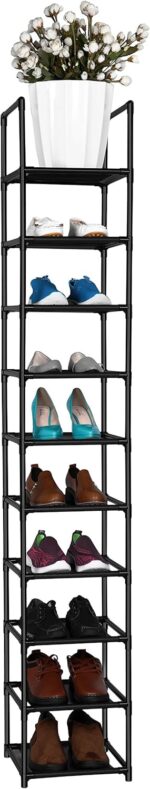 FIDUCIAL HOME 10 Tiers Shoe Rack Space Saving Vertical Single Pairs Sturdy Shoe Shelf Storage Organizer - Image 5