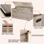 39.4" Storage Chest, Wooden Storage Bench, Large Storage Trunk with 2 Safety Hinges, Entryway Shoes Bench for Living Room, Bedroom,Grey - Image 6