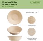 [50 COUNT]Harvest Pack PFAS FREE 32oz Paper Compostable Bowls Only, Round Heavy-Duty Eco-Friendly Disposable Bagasse Large Soup Bowls, sugarcane made for Meal Prep Takeout Dinnerware, Microwave Safe - Image 3