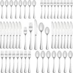 50 Piece Silverware Set Service for 10,Premium Stainless Steel Flatware Set,Mirror Polished Cutlery Utensil Set,Durable Home Kitchen Eating Tableware Set,Include Fork Knife Spoon Set,Dishwasher Safe - Image 2
