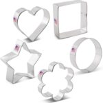 Ann Clark Basic Cookie Cutters 5-Pc. Set (Star, Heart, Circle, Square, Flower) Made in USA - Image 9