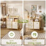 Amazer Baby Changing Table, Bamboo Baby Dresser Table with Flat Top, Diaper Changing Station with 3 Removable Storage Drawers, Large Storage Nursery Organizer Shelves with Pad, Mesh Pocket - Image 9