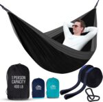 Vigel Camping Hammock - Durable Hammock, Nylon Hammock - Double or Single Hammocks - Portable Tree Hammocks for Outside - Easy to Set, Camping Accessories for Outdoor, Travel, Hiking - Image 2