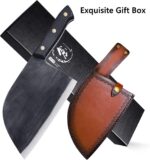 Freelander Serbian Chef Knife, Heavy Duty Handmade Forged Meat Cleaver for Meat Cutting, Full Tang High-Carbon Clad Steel Butcher Knife, Non-Slip Handle and Leather Sheath - Image 8