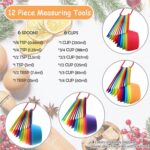 12 Piece Measuring Cups and Spoons Set, Colored Kitchen Measure Tools, Durable Nesting Cups and Spoons for Dry and Liquid, Dishwasher Safe - Image 3