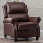 CANMOV Pushback Recliner Chair Faux Leather Armchair Push Back Recliner with Rivet Decoration Single Sofa Accent Chair for Living Room, Reddish Brown - Image 2