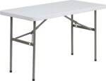 Flash Furniture Elon 4' Rectangular All-Occasion Plastic Folding Event Table, Folding Banquet Table for Indoor/Outdoor Events, White - Image 2