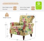 HULALA HOME Modern Wingback Accent Chair with Wood Legs & Removable Cushion, Comfy Upholstered Armchair with Nailhead Trim, Floral Pattern Single Sofa Chair for Living Room Bedroom, Mustard - Image 3