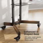 Perlegear Rolling TV Stand, Mobile TV Stand on Wheels for 32-85 Inch Screens up to 132 lbs, Height Adjustable Mobile TV Cart with Metal Shelf, Rolling TV Cart with Lockable Wheels Max VESA 600x400mm - Image 8