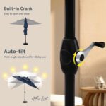 PHI VILLA Patio Table and Chairs Dining Set with Umbrella for 4, Outdoor Dining Set with 4 Swivel Patio Chairs, 1 Square Metal Dining Table and 10ft Navy Blue Large Patio Umbrella (No Umbrella Base) - Image 8