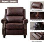 CANMOV Pushback Recliner Chair Faux Leather Armchair Push Back Recliner with Rivet Decoration Single Sofa Accent Chair for Living Room, Reddish Brown - Image 4