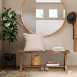 Wnutrees 43" Farmhouse Wood Bench, Long Rustic Indoor Storage Bench for Entryway, Living Room, Dining Room, Solid Wood Construction, Original Wood - Image 6