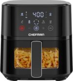 Chefman Air Fryer – 4 QT Compact Airfryer for Quick & Easy Meals, Features Hi-Fry Technology for Extra Crisp, Easy-View Window, Touch Controls with 4 Presets, Nonstick & Dishwasher Safe Basket - Black - Image 2