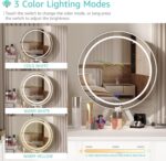 Lufeiya White Makeup Vanity Desk with Mirror and Lights, 40 inch Make Up Vanity Desks with Drawers & Power Outlet, Dressing Table and Chair Set for Girls Bedroom, White - Image 7