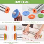 Rolling Pin with Adjustable Thickness Rings for Baking,Stainless Steel Dough Roller,Baking Supplies for Cookie Fondant Pizza Cake Pasta - Image 4
