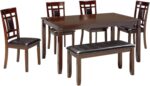 Signature Design by Ashley Bennox Dining Room Table and Chairs with Bench (Set of 6), Brown - Image 2