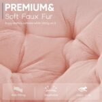 DUMOS Comfy Saucer Chair,Faux Fur Lounge Seasting XL Circle Chair for Bedroom, Dorm & Gaming, Foldable Fashion Accent Seat for Small Spaces, Folding Moon/Mushroom/Round Oversized Style,Hot Pink - Image 8