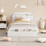 Garvee Twin Bed Frame with Headboard & Footboard – Low Platform Kids Bed, Wooden Twin-Floor Design, Noise-Free, No Box Spring Needed, White - Image 8