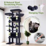 Globlazer XXL Giant Cat Tree, 83 Inch Heavy Duty Tall Cat Tower for Indoor Cats Large Adult, Multi-Level Large Cat Condo with 8 Scratching Posts, Hammock, 2 Cat Caves, 2 Platform, F83B, Dark Grey - Image 7