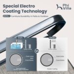 PHI VILLA Patio Table and Chairs Dining Set with Umbrella for 4, Outdoor Dining Set with 4 Swivel Patio Chairs, 1 Square Metal Dining Table and 10ft Navy Blue Large Patio Umbrella (No Umbrella Base) - Image 5