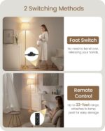 Dimmable Floor Lamp for Living Room, 68" Tall Standing Lamp, Reading Light with Remote & Foot Pedal, 10W LED Bulb (3000K-6500K) Included, FCC Listed, Reinforced Base, Gold and White DW12LD05 - Image 6