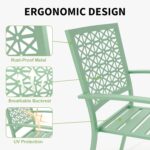 GAOMON 3 Piece Patio Bistro Set, Outdoor Patio Furniture Set with Coffee Table, Conversation Sets for Apartment Balcony, Backyard, Porch, Mint Green - Image 5