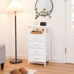 Yoobure Night Stand - LED White Nightstand with Charging Station, Bedside Table with 4 Storage Drawers and Storage Shelf, End Table with USB Ports and Outlets, Tall Dresser for Bedroom - Image 9